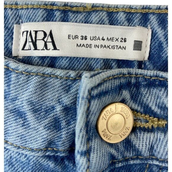 Zara Womens Ankle Mom Fit Jeans EU 36 US 4 Blue Slim High Rise 7223/221 NWT - Picture 8 of 12